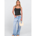 Women's Double Lined Square Neck Tank Top Black