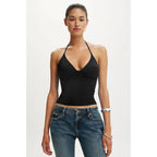 SUUKSESS Women Double Lined Halter Tank Top Summer Padded Going Out Tops Sleeveless Basic Shirts