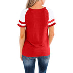 American Flag Shirt Women 4th of July Shirts USA Flag Graphic Patriotic Tshirt Raglan Color Block Tops