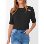 ANRABESS Womens Half Sleeve Tops Crewneck Shirts Basic Fit Tee Trendy 2026 Spring Summer Business Casual T-Shirts