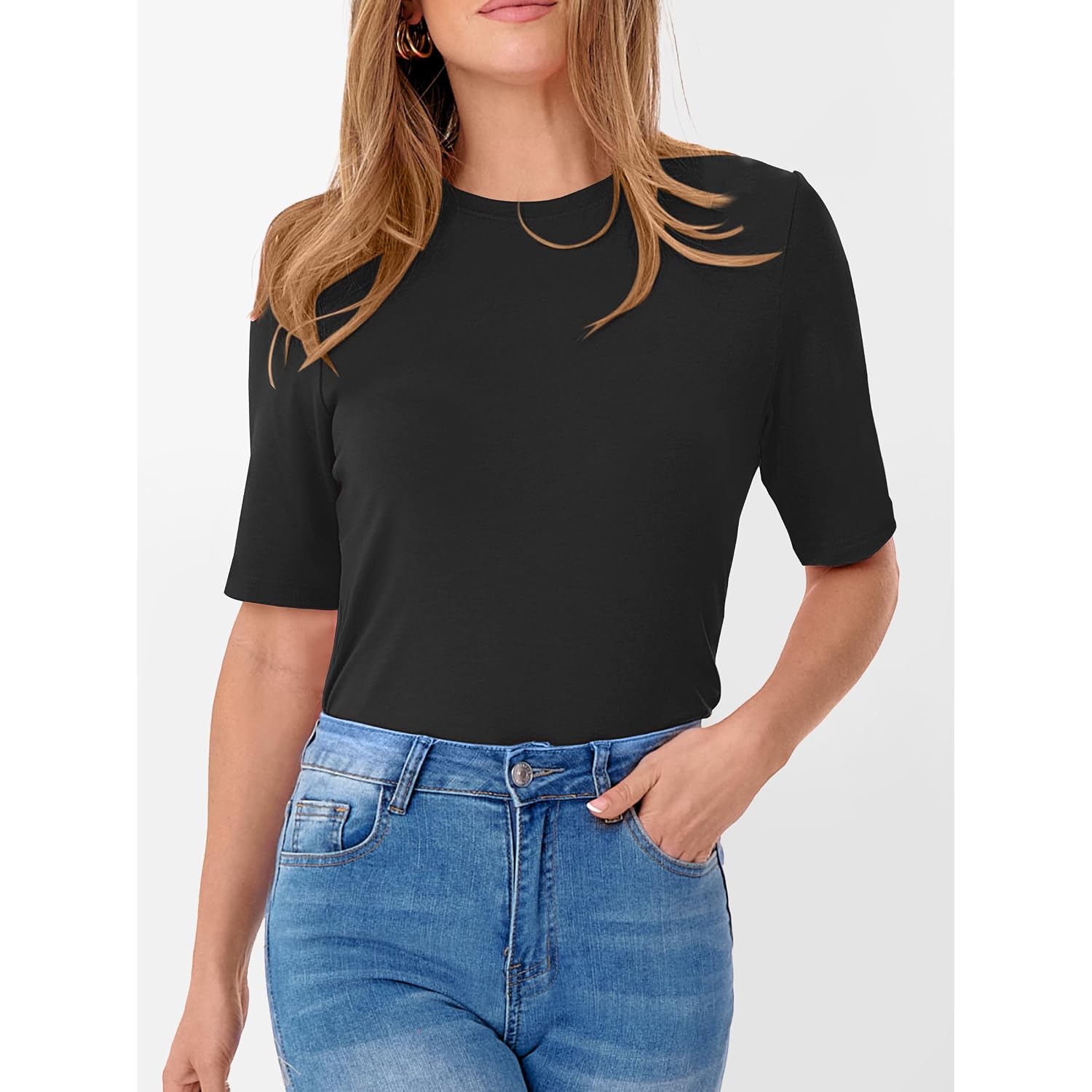 ANRABESS Womens Half Sleeve Tops Crewneck Shirts Basic Fit Tee Trendy 2026 Spring Summer Business Casual T-Shirts