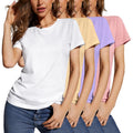 Women's Multi-Pack Short Sleeve Round Neck T-Shirt - Basic Loose Fit Knit Tops