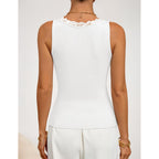 Women's Lace Trim V-Neck Tank Top White