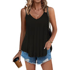 Zeagoo Womens Flowy Tank Tops Spaghetti Strap V Neck Camisole Dressy Casual Summer Loose Fit Sleeveless Shirts