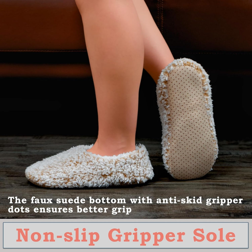 Women's Slippers Sherpa 2 Pk Fuzzy (Taupe & Grey)