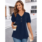 Women's Dressy Casual Tunic Top Navy Blue