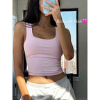 Women's Padded Square Neck Tank Top Blossom Pink