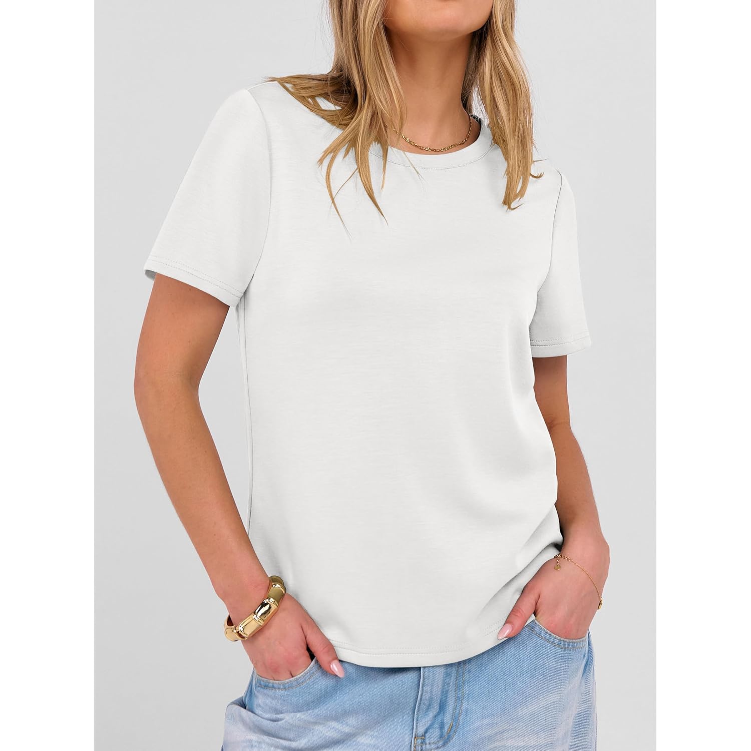 ANRABESS Women Short Sleeve Tops Summer Basic Tee Wrinkle-Free Trendy Cute T Shirts 2026 Spring Business Casual Outfits