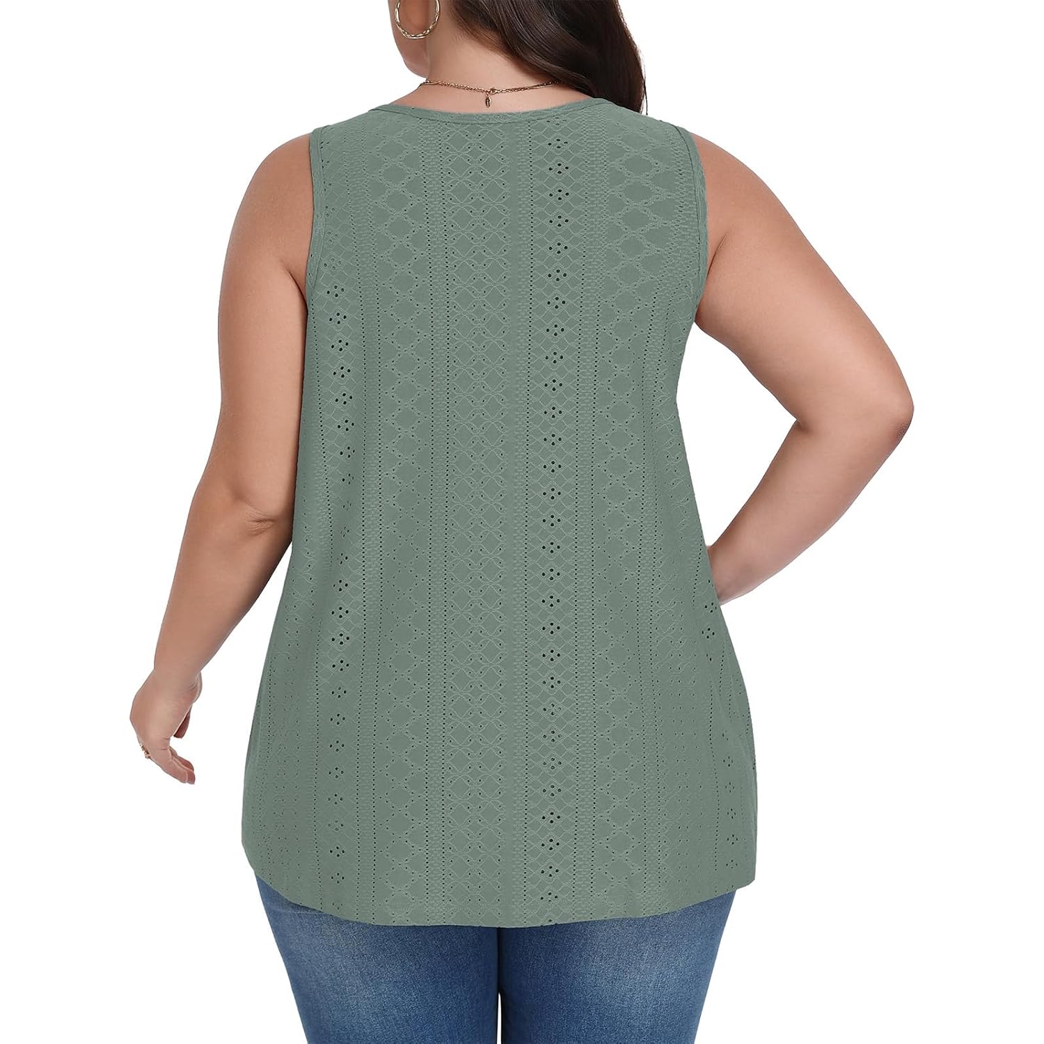 Women's Flowy Scoop Neck Tunic Top Grayish Green