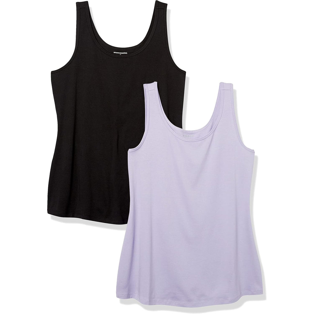 Women's Slim-Fit Scoop Neck Tank Top Black/Lavender