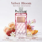 Perfume for Women, Alcohol-Free Long Lasting Floral Fragrance, Light & Soft Scent with Rose, Jasmine & Peony, Peach, Patchouli & Musk Base, 100ml / 3.4 fl oz, Gift for Women & Moms (Velvet Bloom)