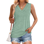Women's Basic V-Neck Tank Top Bean Green