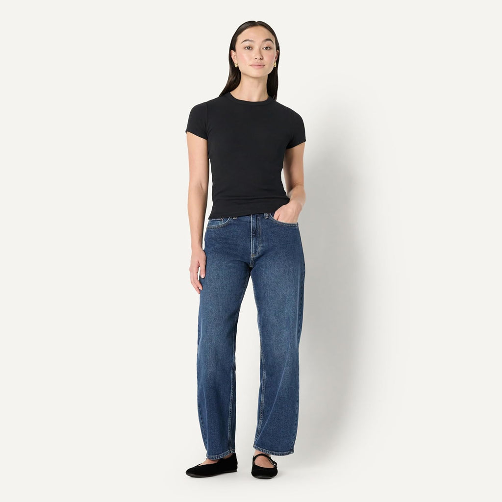 Amazon Essentials Women's Slim-Fit Stretch Rib Short Cap Sleeve Crew Neckline Tee