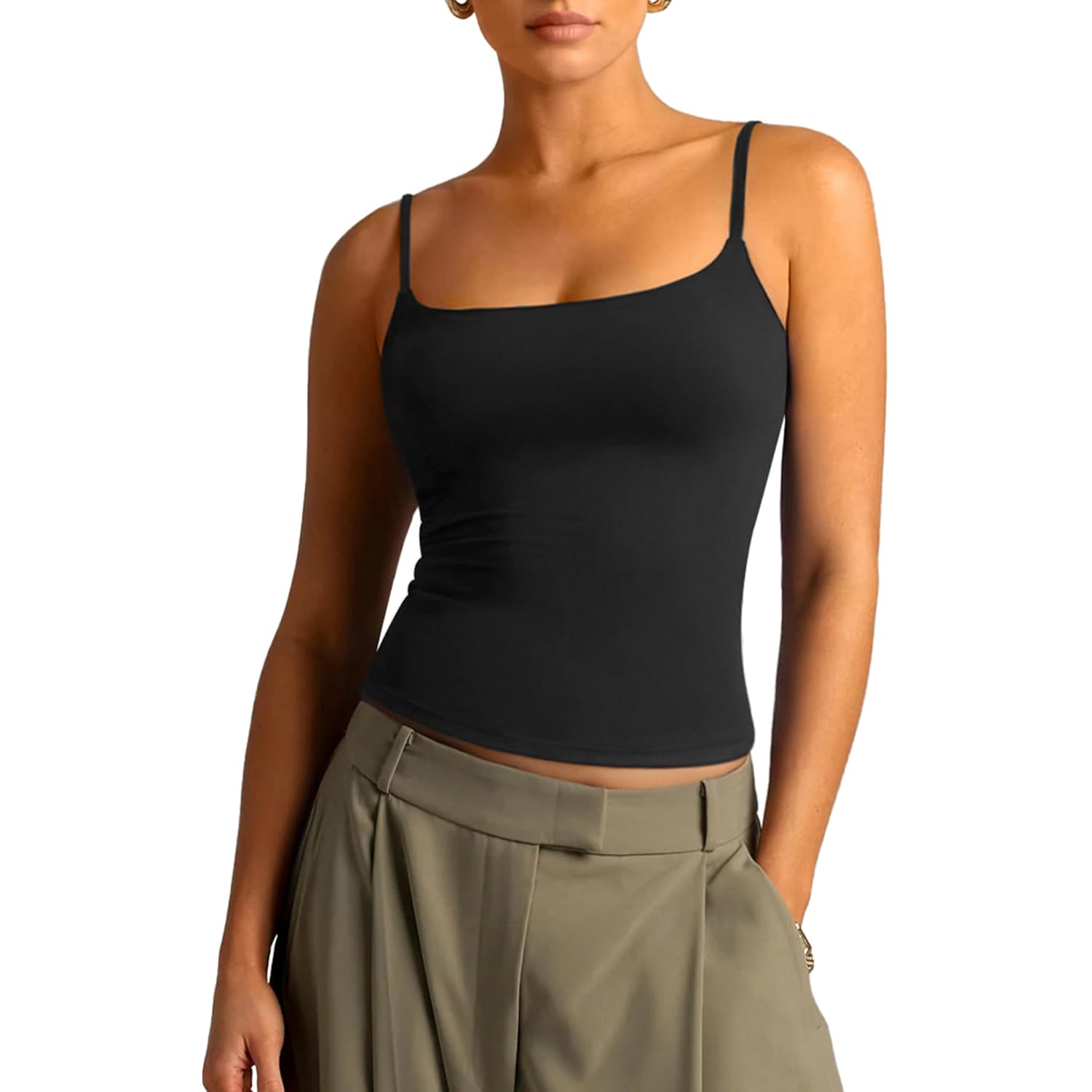 SUUKSESS Women Cotton Double Layer Unpadded Cami Summer Basic Going Out Tops