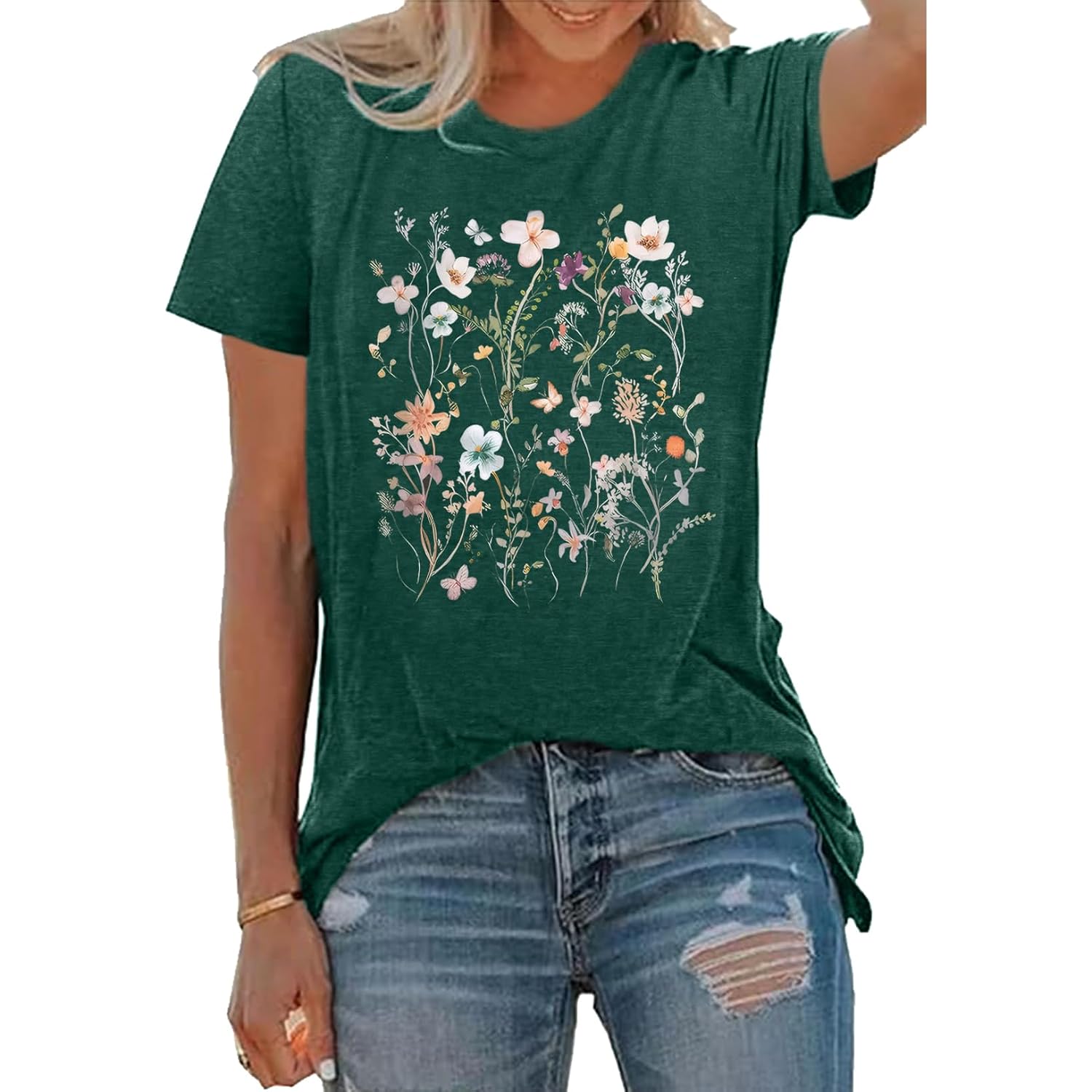 Women Graphic Tee Casual Floral T Shirts
