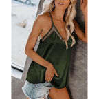 Women's Mesh V-Neck Tank Top Army Green