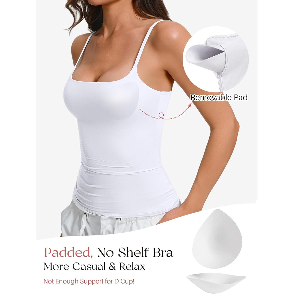 Women's Built-In Bra Tank Top White