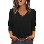 Women's Casual V-Neck Tunic Top Black