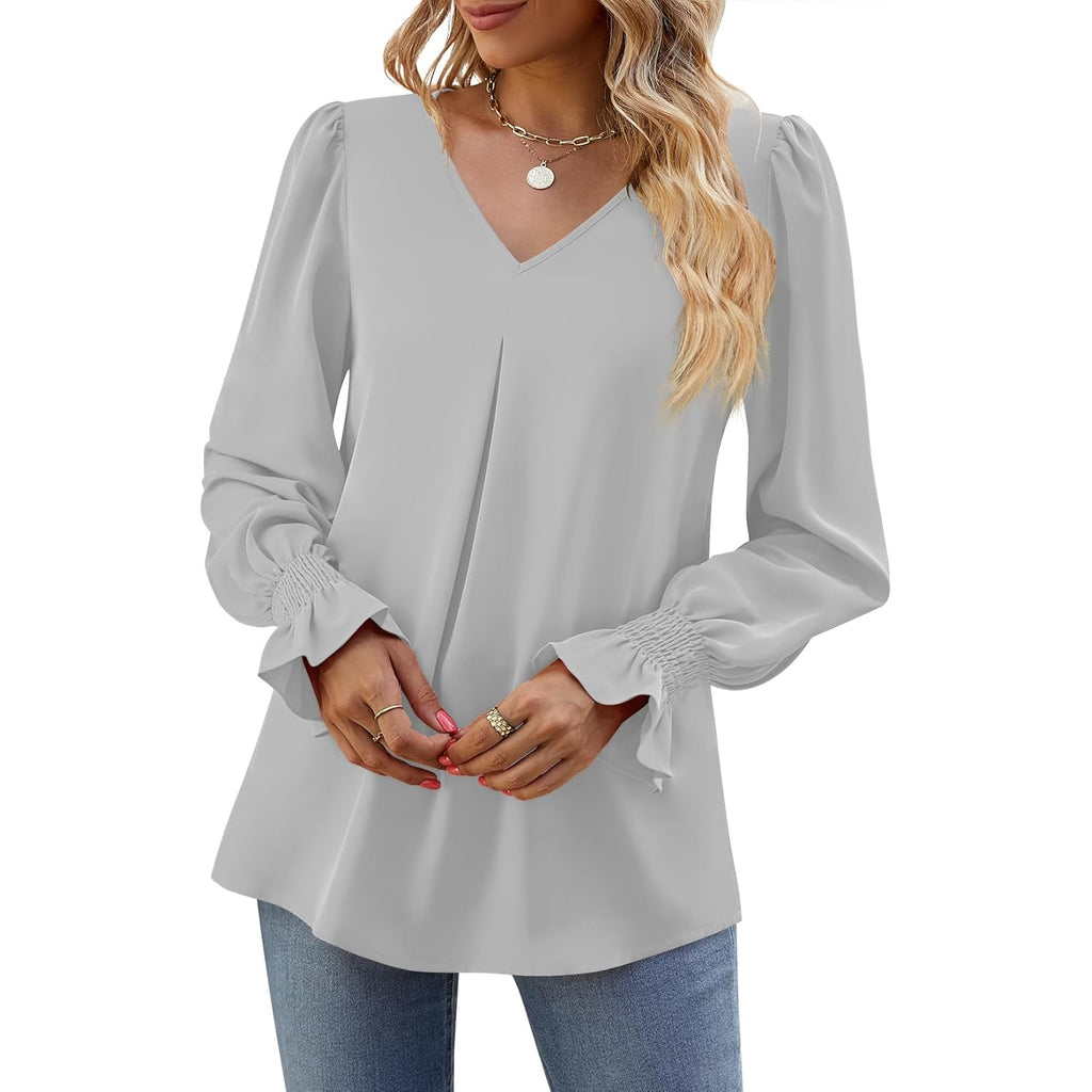 Women's Chiffon Work Tunic Top Grey