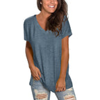 Sipaya Womens T Shirts Basic V Neck Tee Loose Fitting Casual Short Sleeve Tops