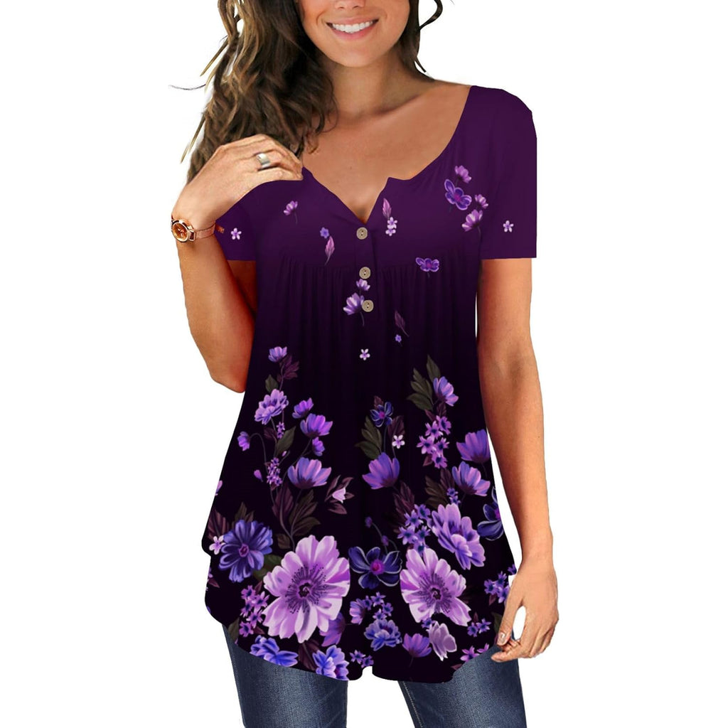 Women's Leggings Fit Tunic Top Purple Print