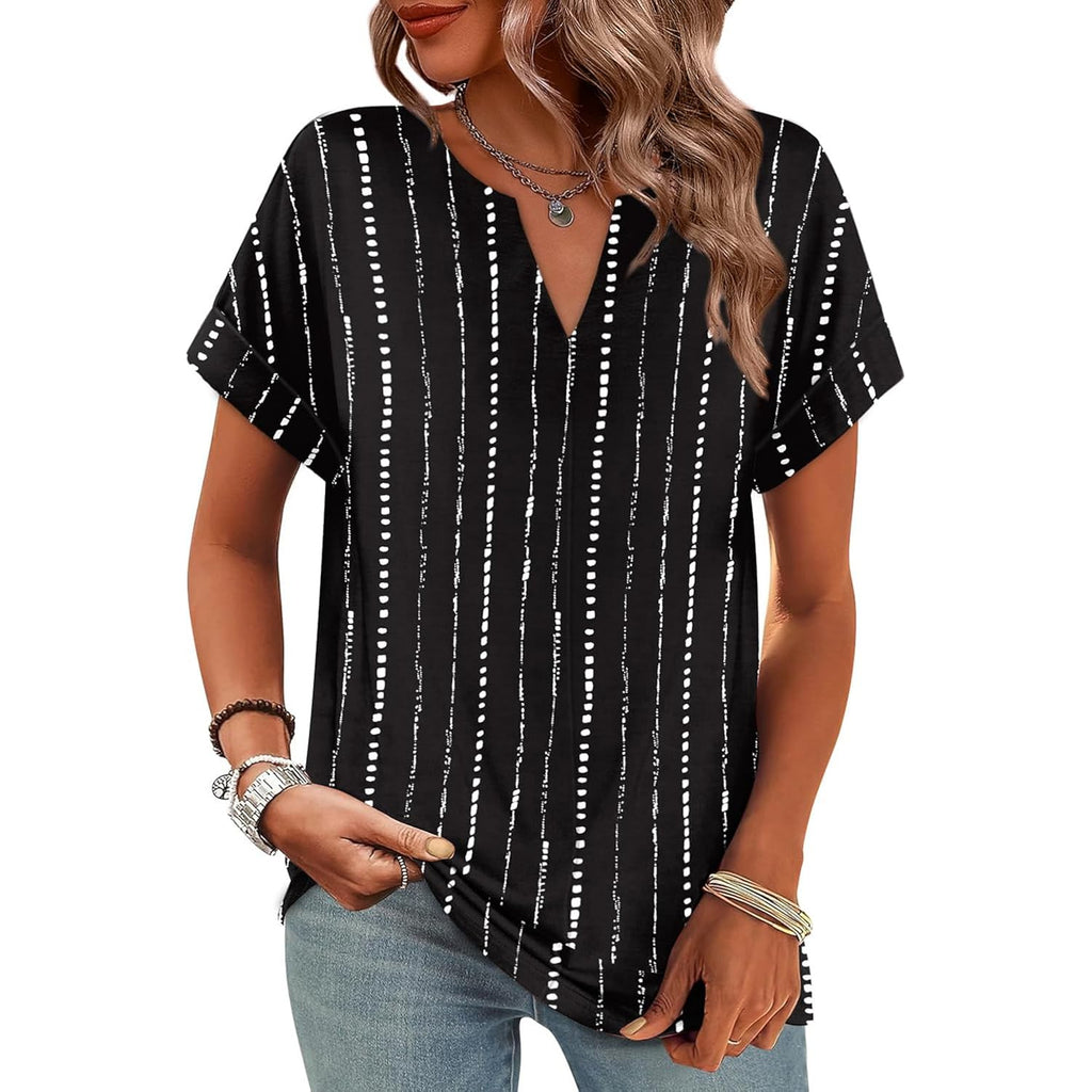 WIHOLL Womens Summer Tops 2026 Short Sleeve V Neck T Shirts Fashion Beach Vacation Clothes Business Casual Outfits