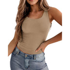 Women's Double Lined Square Neck Tank Top Khaki