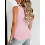Women's Double Lined V-Neck Tank Top Pink