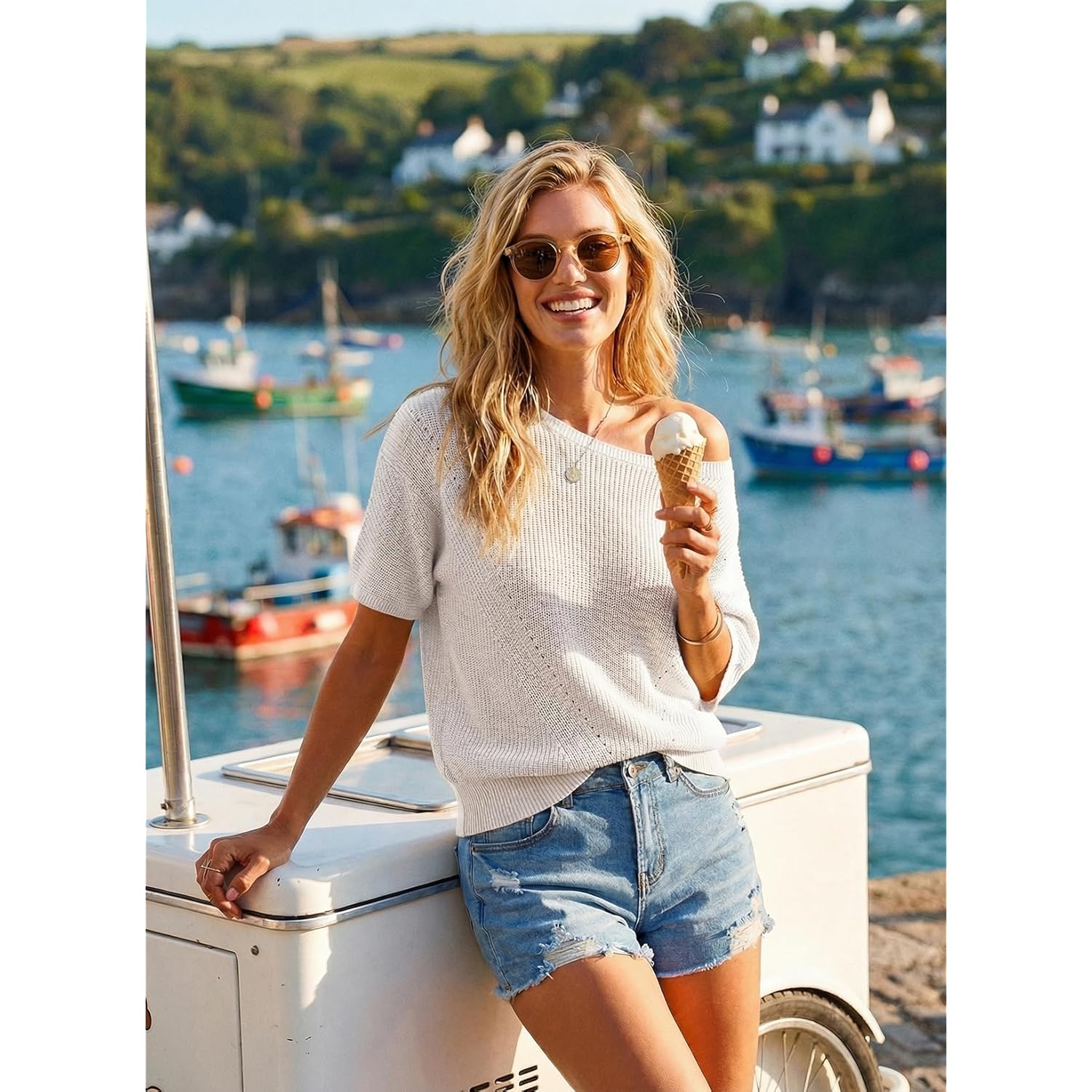 Women's Lightweight V-Neck Tunic Top White