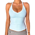 Danysu V Neck Racer Back Tank Top for Women Padded Ribbed Long Tank Fitted Basic Cami Tops