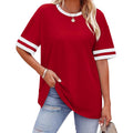 WIHOLL Womens T Shirts Loose Fit Short Sleeve Tees Crew Neck Color Block Summer Tops 2026 Fashion