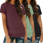 SUNBS Womens 3 Pack T-Shirts Short Sleeve Summer Tops Fashion Basic Tees Comfy Casual Vacation Outfits Workout Clothes 2026
