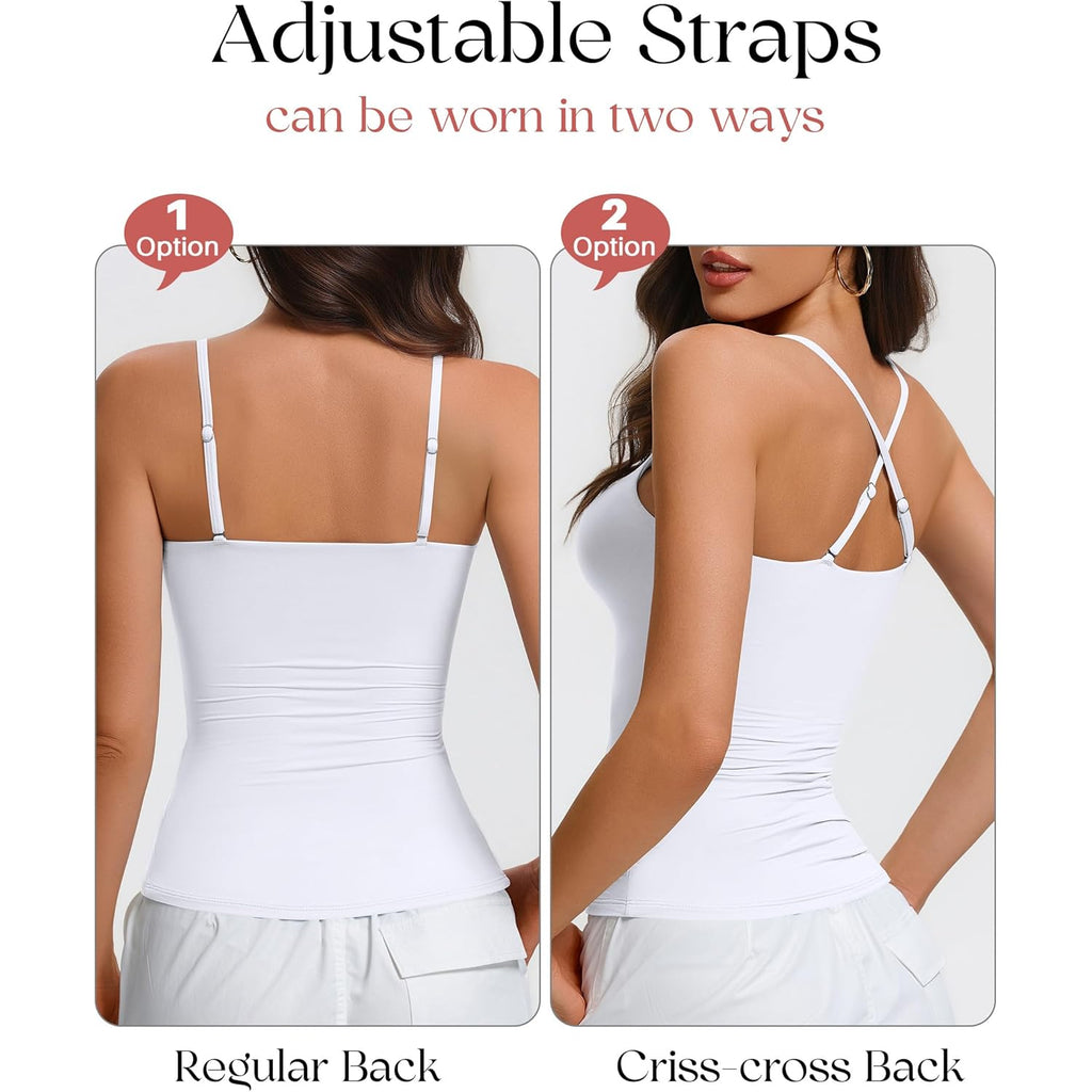 Women's Built-In Bra Tank Top White