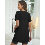 Women's Pocket V-Neck Tunic Top Black