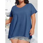Women's Loose Fit V-Neck Tunic Top Grey/Blue