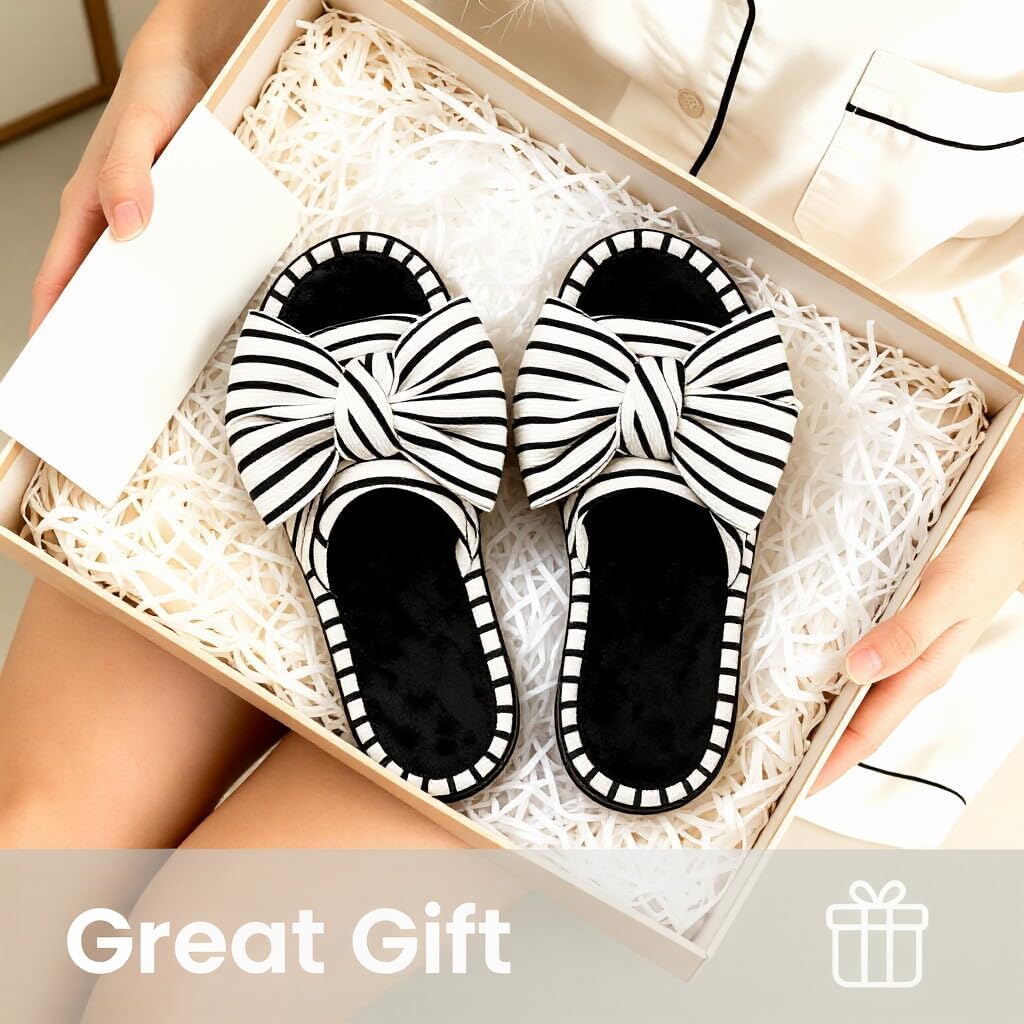 Women's Slippers Bow Black