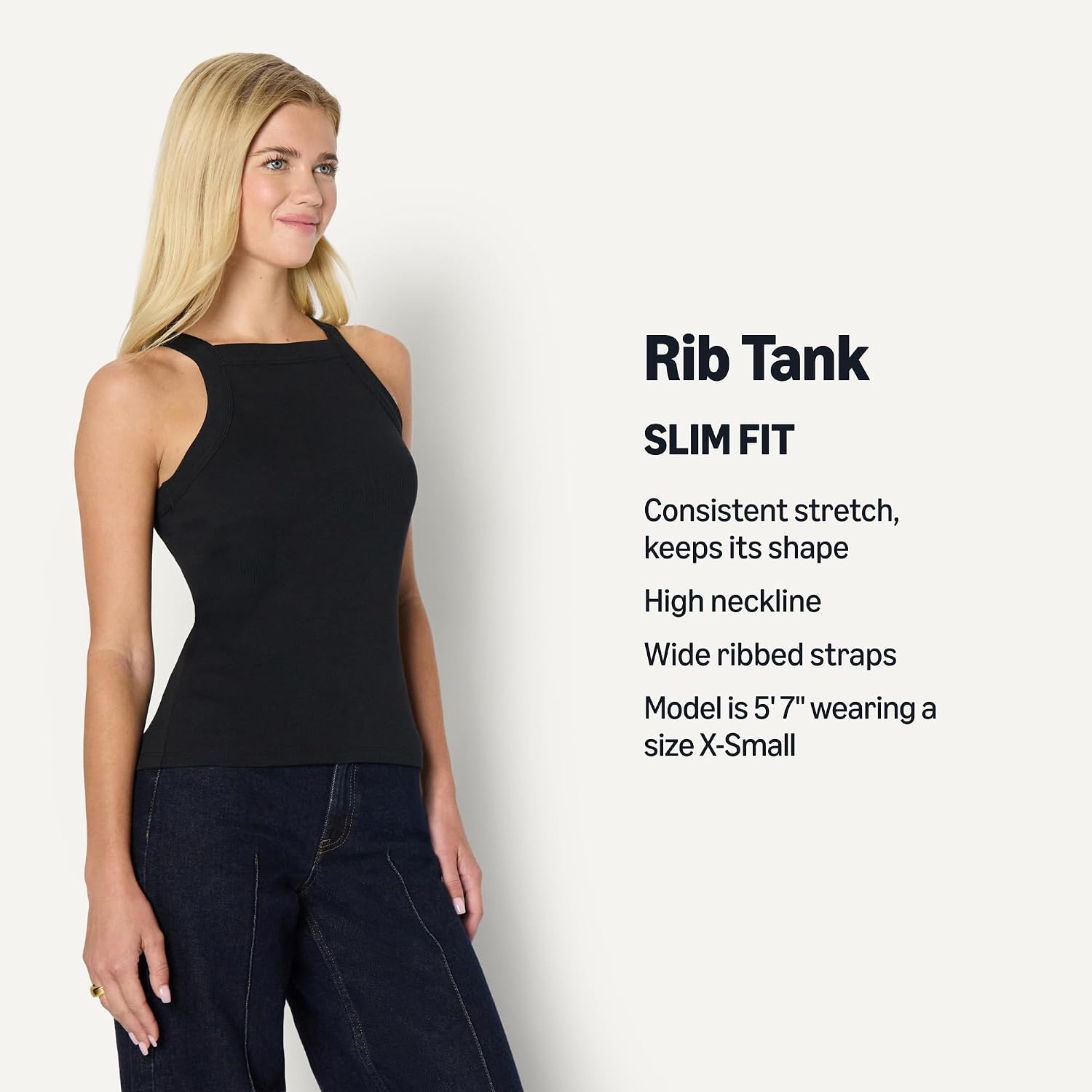 Amazon Essentials Women's Slim-Fit Stretch Rib High-Neck Tank with Consistent Stretch