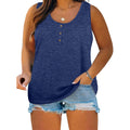Women's Button Henley Tank Top Navy