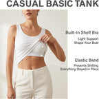 Tank Tops with Built In Bras - Women Padded Sports Cami Shirts Workout Yoga Camisole Tops Casual Comfy Undershirt