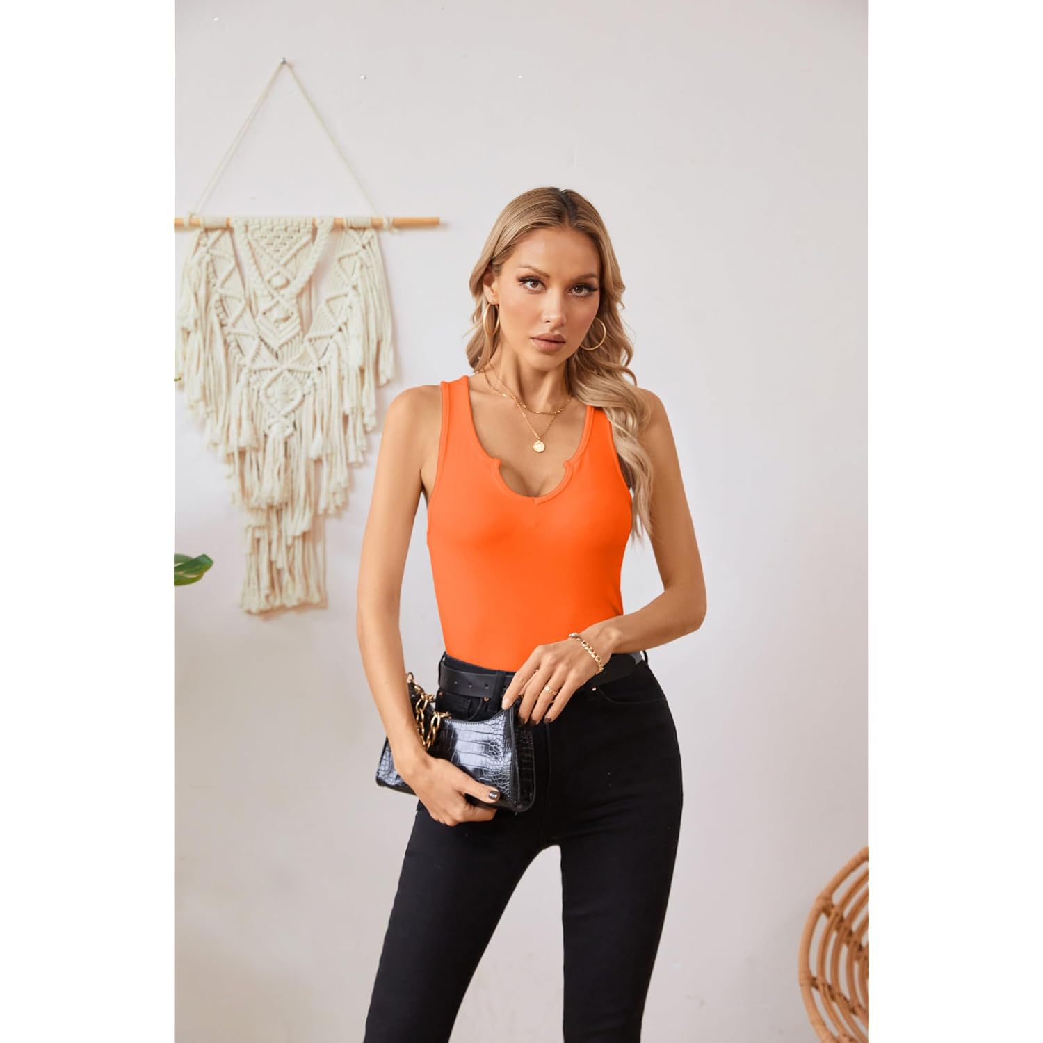 VICHYIE Tank Tops for Women Summer Sleeveless Shirts V Neck Ribbed Slim Fitted Tops Cami Blouses