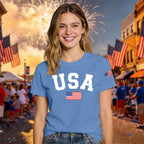 USA 4th of July Shirts Women Patriotic American Flag T-Shirts Fourth of July Red White and Blue Tee Tops