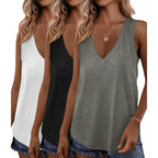 KKJ 3 Pack Womens Tank Tops 2026 Summer Vacation Outfits V Neck Loose Fit Sleeveless Casual Shirts Fashion Clothes