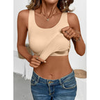 SHEWIN Women Scoop Neck Tank Tops Sleeveless Basic Camisole Shirts with Built-in Bra Slim Fit 2026