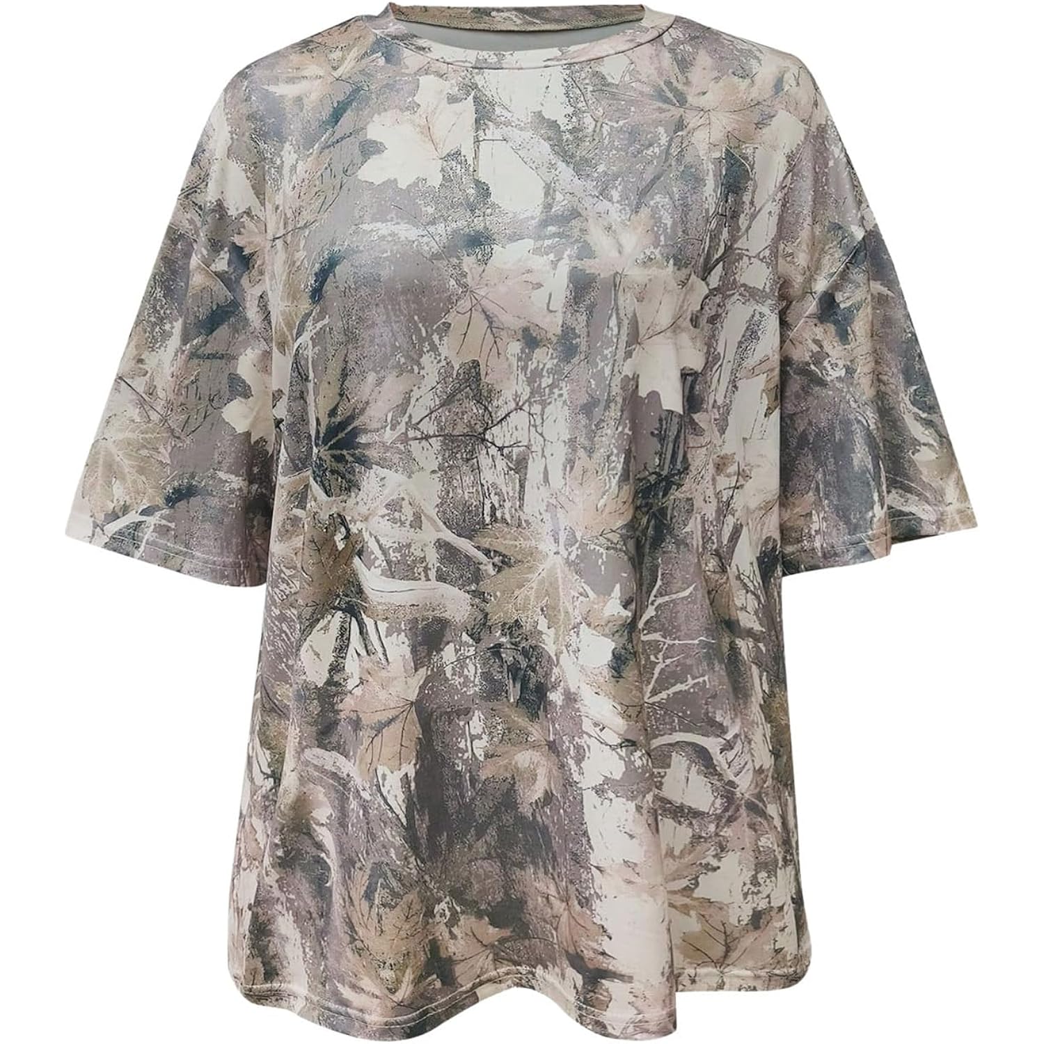 SOLY HUX Women's Camo Print T Shirts Loose Short Sleeve Crew Neck Drop Shoulder Tee Tops Streetwear