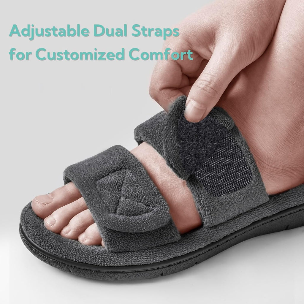Women's Slippers Dual-Strap Dark Grey