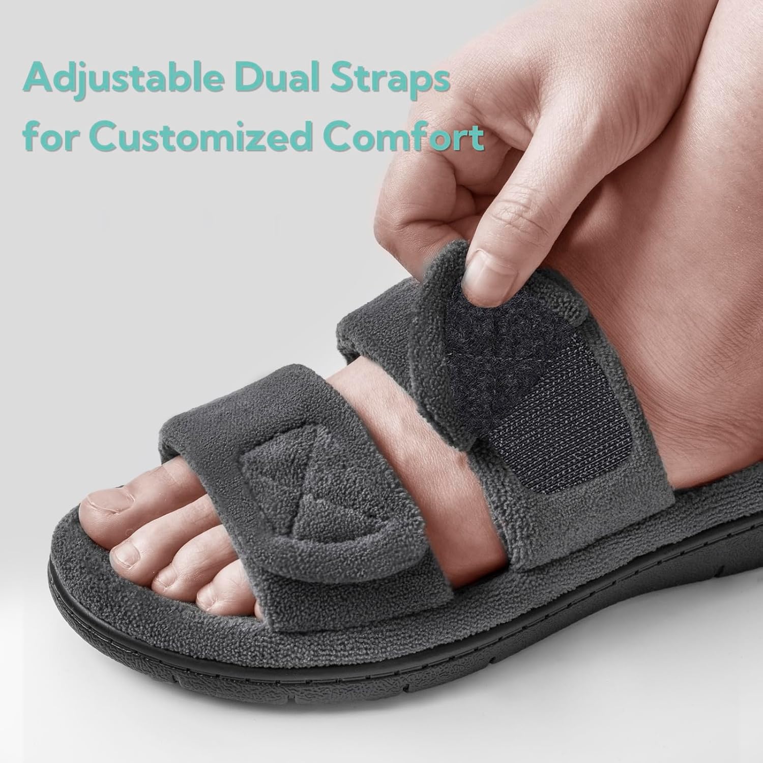 Women's Slippers Dual-Strap Dark Grey