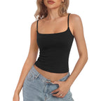 SUUKSESS Women Cotton Double Layer Unpadded Cami Summer Basic Going Out Tops