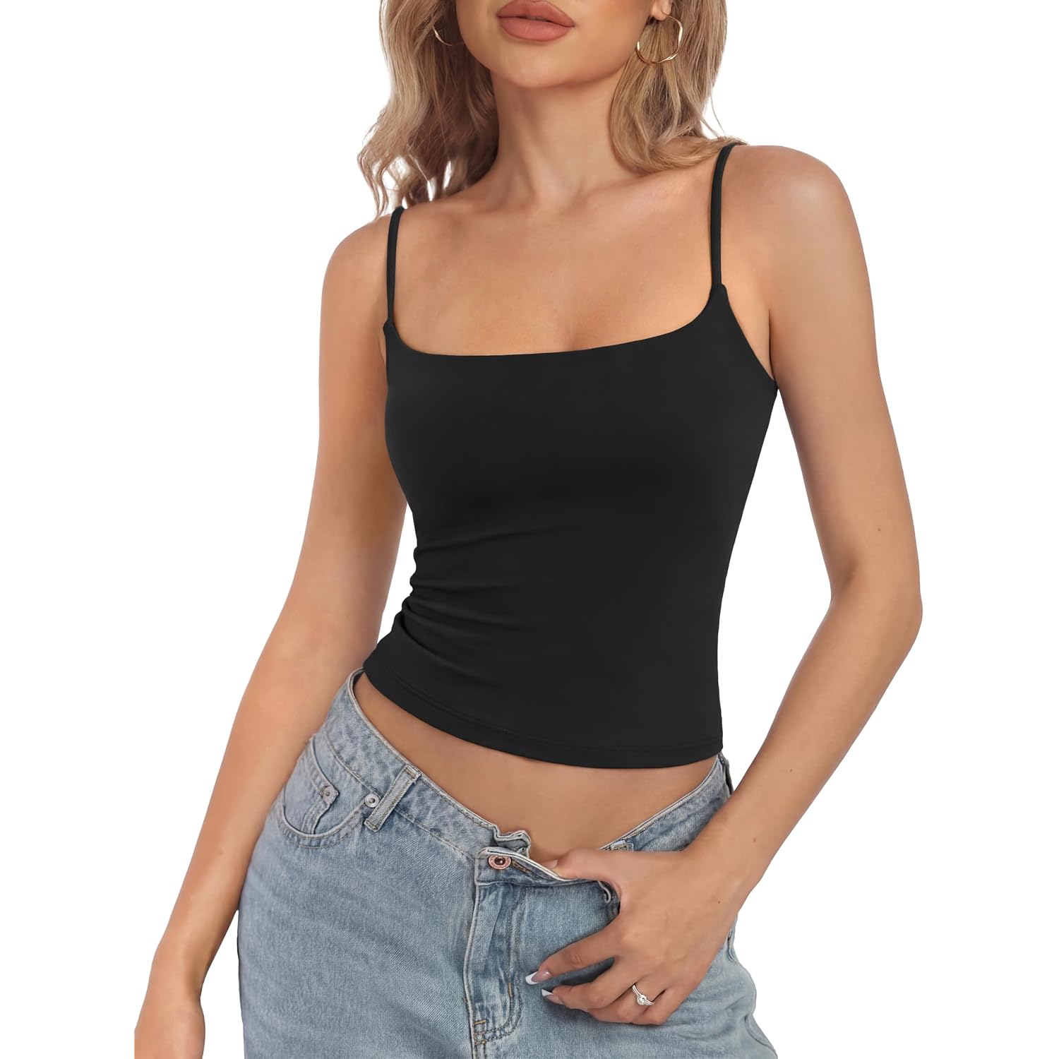 SUUKSESS Women Cotton Double Layer Unpadded Cami Summer Basic Going Out Tops