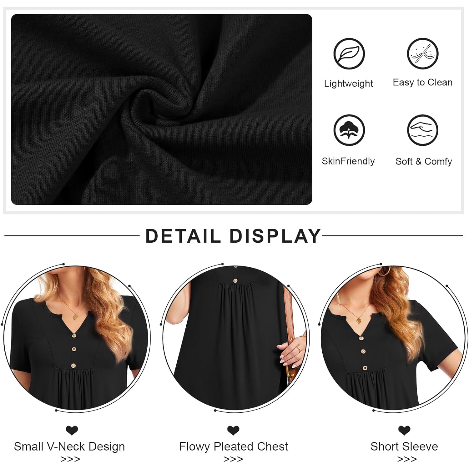 Women's Buttoned Henley Tunic Top Green Leaf/Black