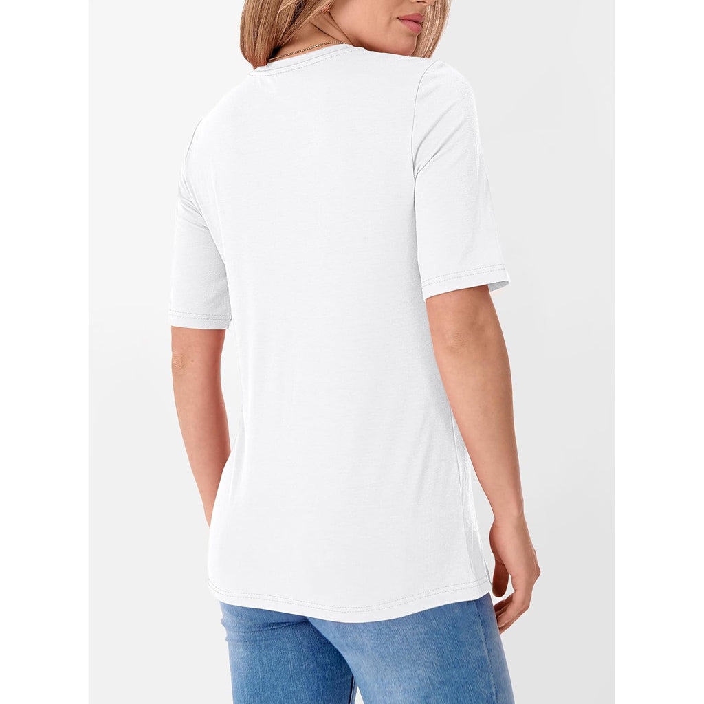 ANRABESS Womens Half Sleeve V Neck T Shirts, Fitted Comfy Fabric, Cozy for Daily, Office, Business, Versatile Summer Outfits